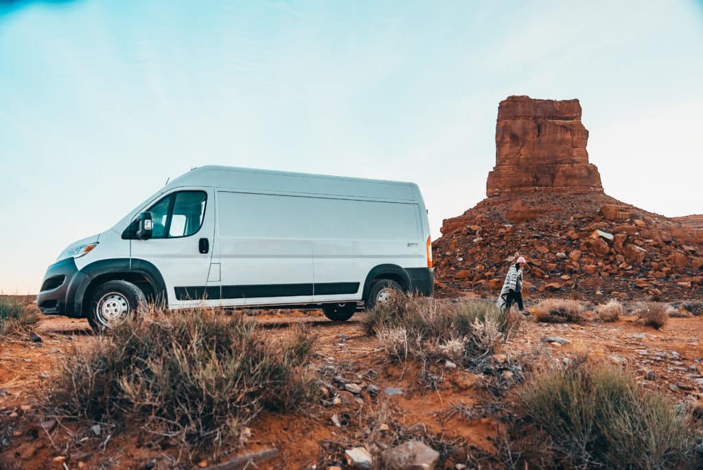 Biggie Campervan parked in the desert