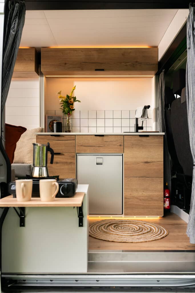 Interior Kitchen of the Biggie Campervan