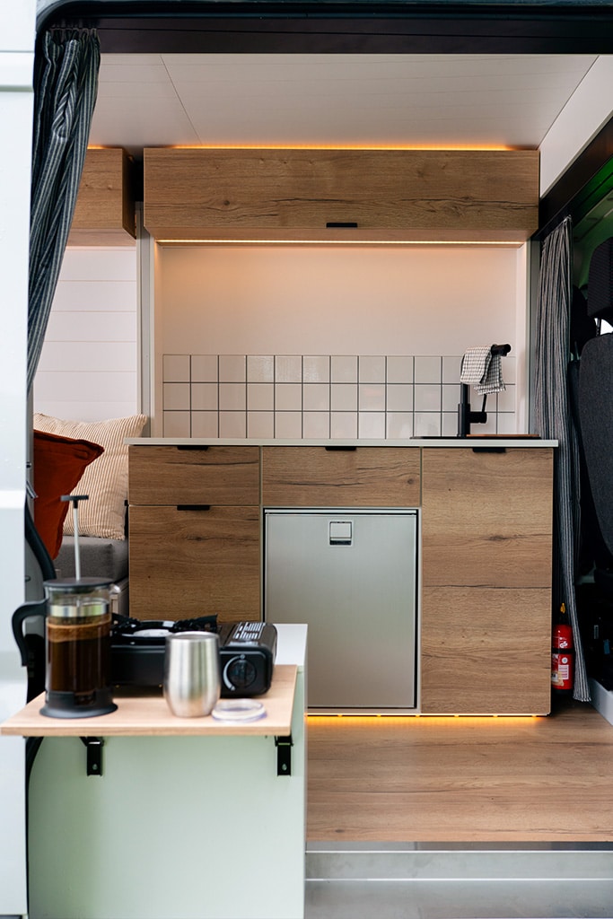 Interior of the Biggie Campervan built by Hunker.