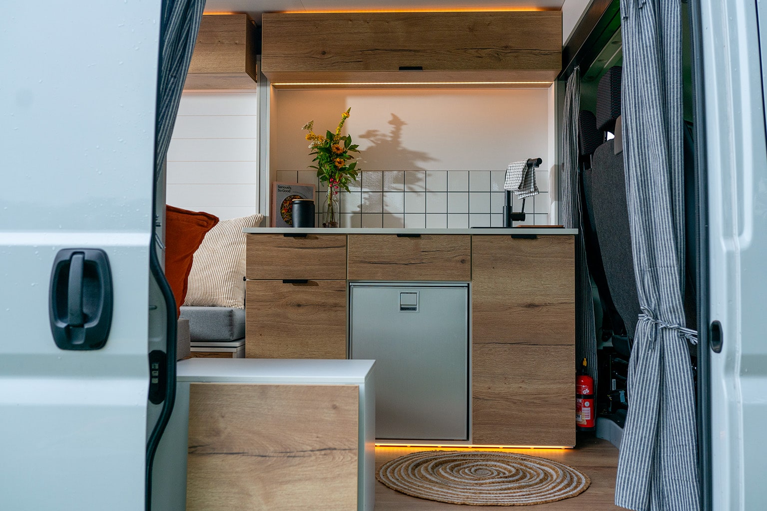 Fully equipped kitchen area in the Biggie campervan rental