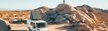 Campervan parked in the desert